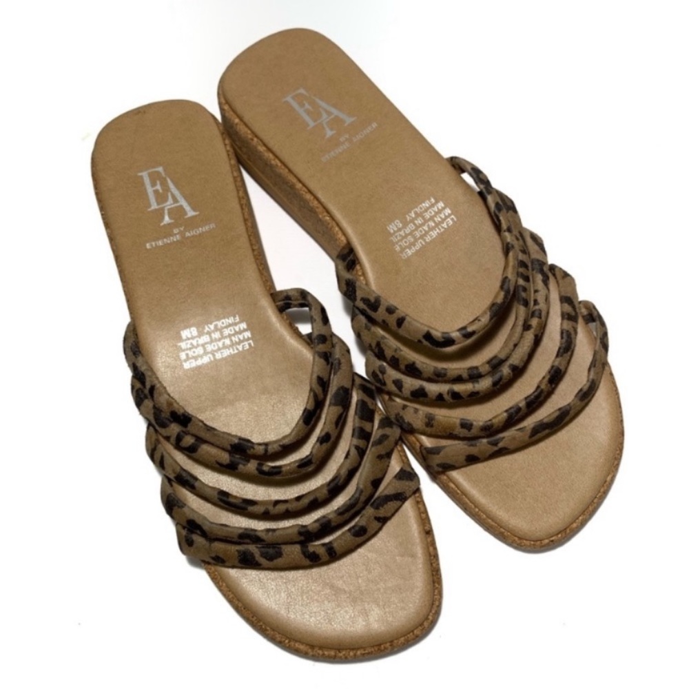 Animal Print Sandal Wedge Strappy Etienne Aigner